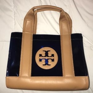 Tory Burch blue plastic and leather tote